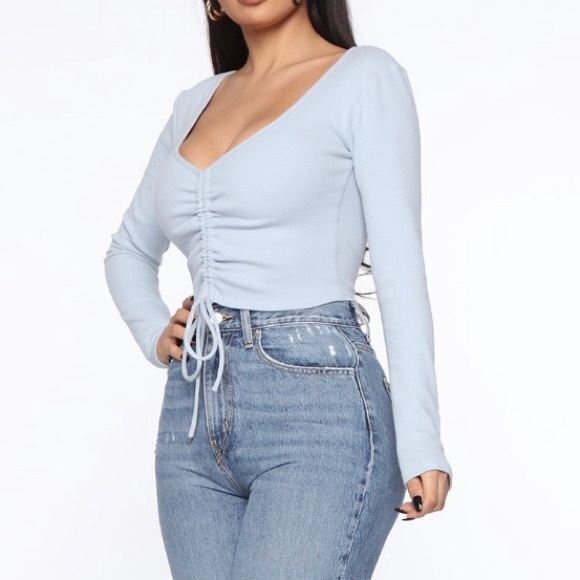 Fashion Nova • Blue “Cinch Me Down Top” 💙 - Picture 11 of 12